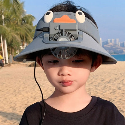Kids Sun Visor Hat with Cooling Fan – Children's Solar-Powered Fan Shade Hat