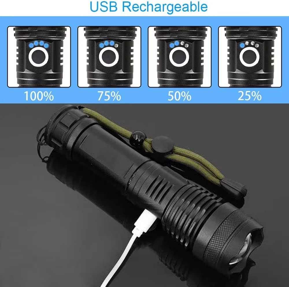 High-Lumen Rechargeable LED Flashlight – Powerful Outdoor Torch Light