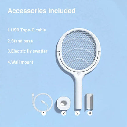 5-in-1 Fast Charging Bug Zapper Racket – Electric Mosquito & Fly Killer