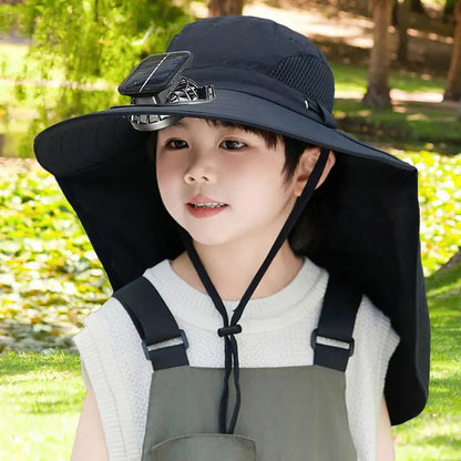 Adjustable Kids Solar Fan Hat – Children's UV Protection Cooling Outdoor Hat