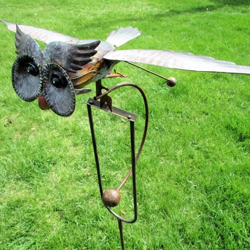 Metal Bird Garden Sculpture – Outdoor Patio Wind Spinner Art Decoration
