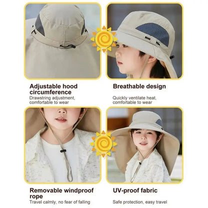 Adjustable Kids Solar Fan Hat – Children's UV Protection Cooling Outdoor Hat