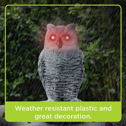 Realistic Owl Decoy Bird Repeller – Rotating Head Outdoor Pest Deterrent