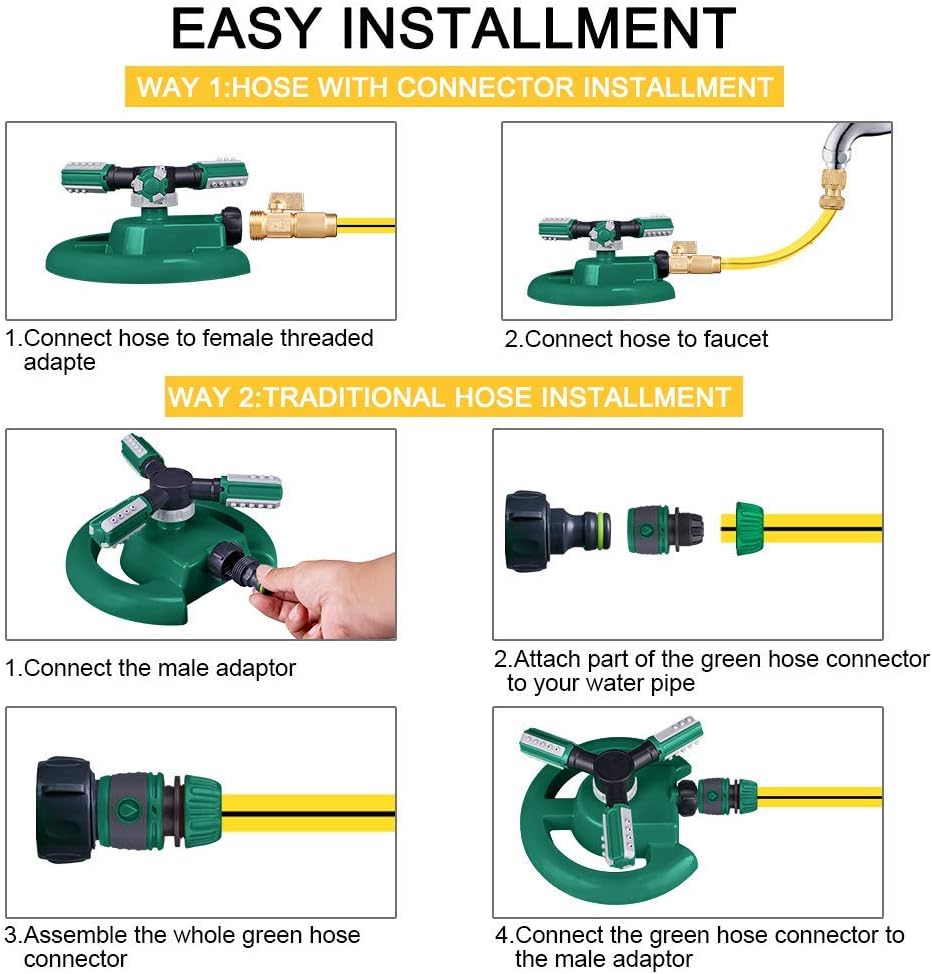 Garden Lawn Water Sprinkler – Adjustable Rotating Outdoor Irrigation Sprinkler