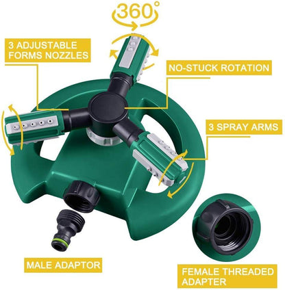 Garden Lawn Water Sprinkler – Adjustable Rotating Outdoor Irrigation Sprinkler