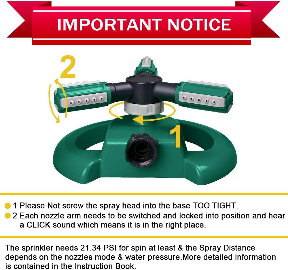 Garden Lawn Water Sprinkler – Adjustable Rotating Outdoor Irrigation Sprinkler