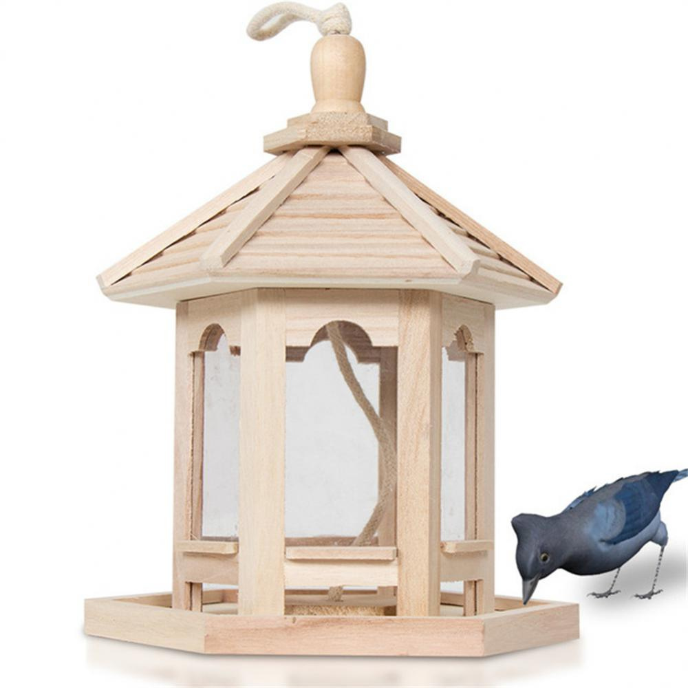 Wooden Clear Bird Feeder – Transparent Window Bird Feeding Station