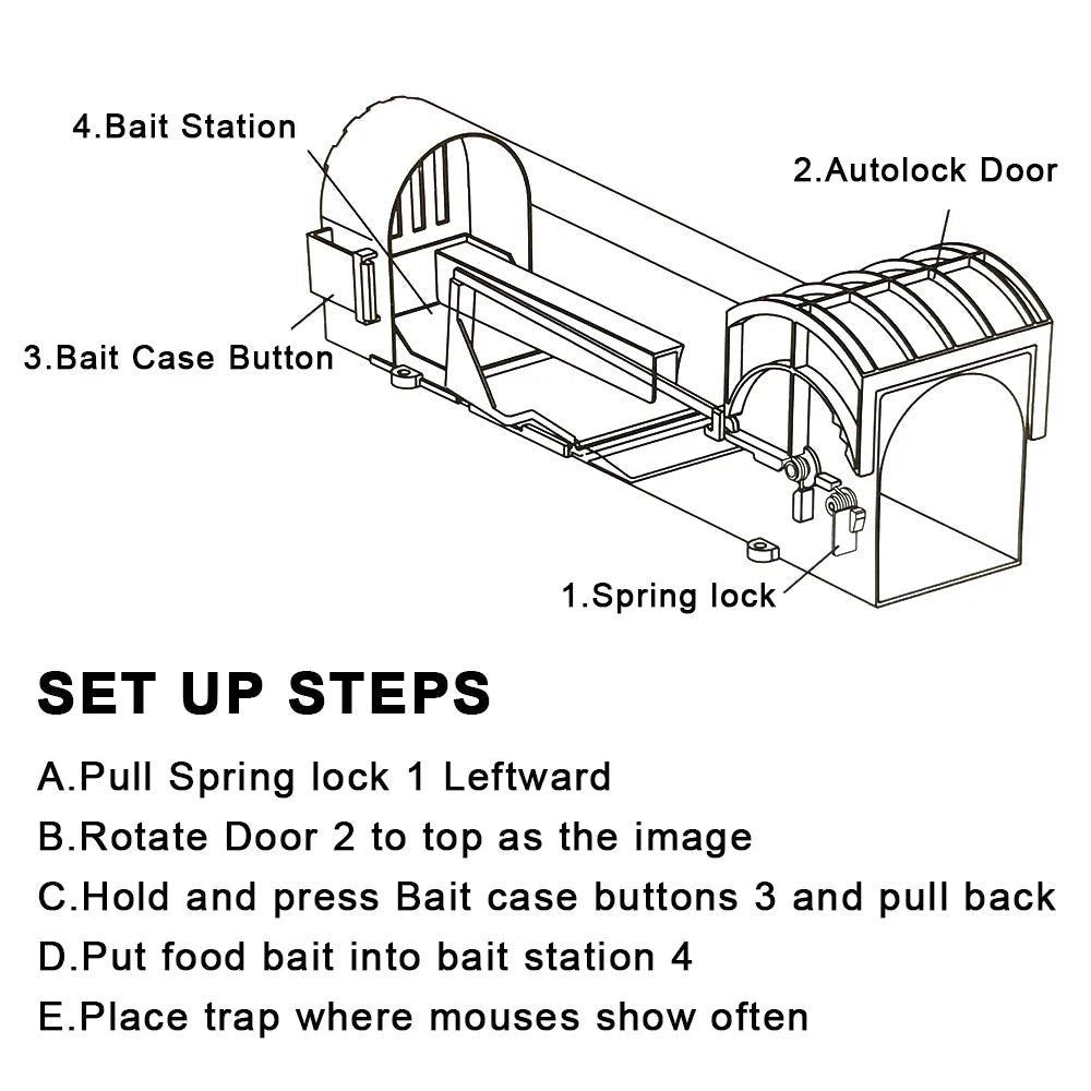 Self-Locking Reusable Humane Mouse Trap – Catch & Release Rodent Trap