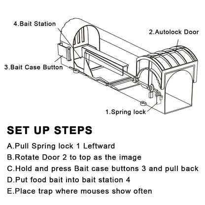 Self-Locking Reusable Humane Mouse Trap – Catch & Release Rodent Trap