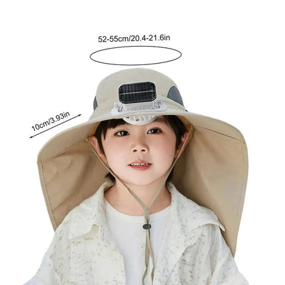 Adjustable Kids Solar Fan Hat – Children's UV Protection Cooling Outdoor Hat