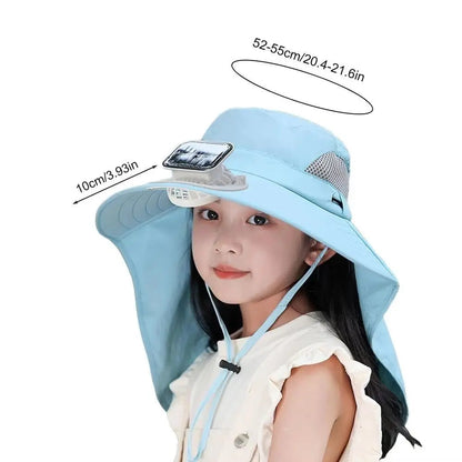Adjustable Kids Solar Fan Hat – Children's UV Protection Cooling Outdoor Hat