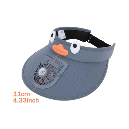 Kids Sun Visor Hat with Cooling Fan – Children's Solar-Powered Fan Shade Hat