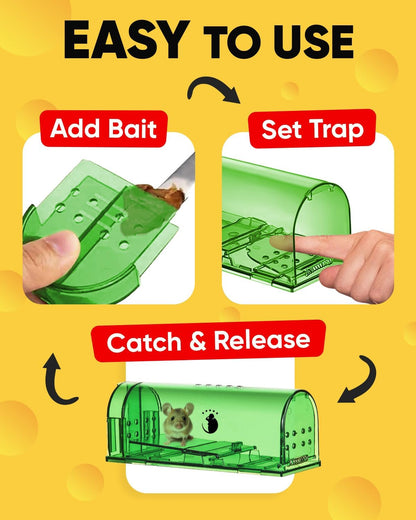 4-Pack Humane Mouse Trap – Reusable Catch & Release Pest Control