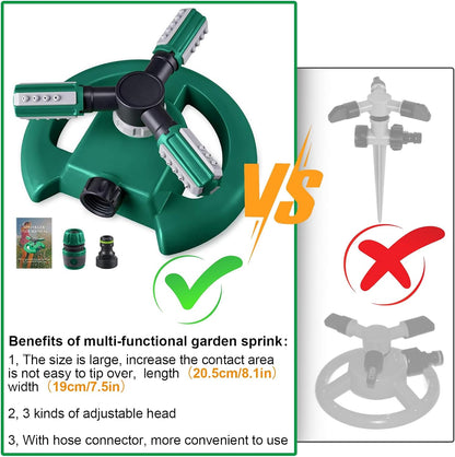 Garden Lawn Water Sprinkler – Adjustable Rotating Outdoor Irrigation Sprinkler