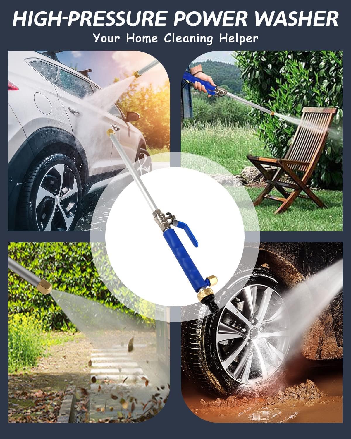 High-Pressure Spray Nozzle for Car Wash & Garden Hose – Water Gun Attachment