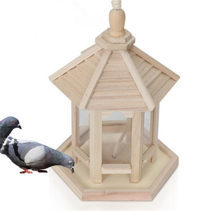 Wooden Clear Bird Feeder – Transparent Window Bird Feeding Station