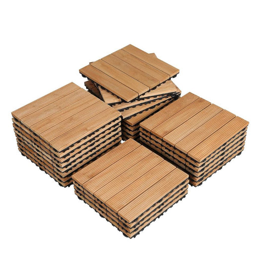Interlocking Outdoor Wood Deck Tiles 27-Pack – Patio Flooring Garden Tiles