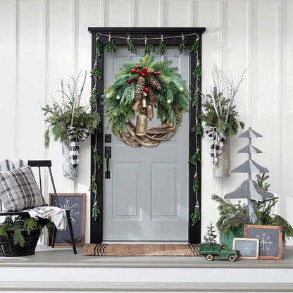 Farmhouse Boho Christmas Wreath – Handcrafted Holiday Door Decoration