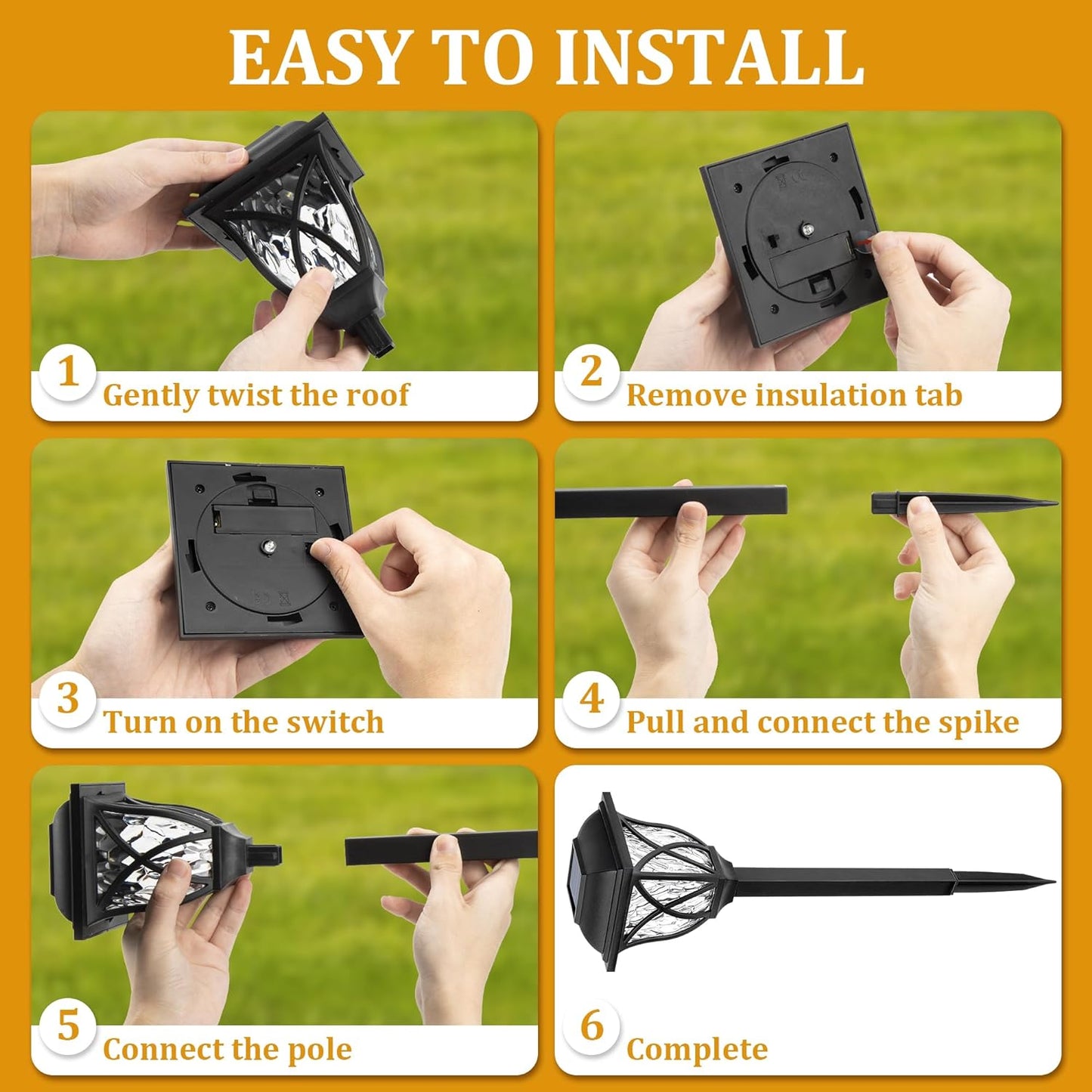 6-Pack Solar LED Pathway Garden Lights – Outdoor Driveway & Path Lighting