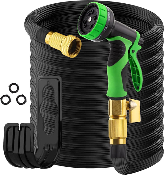Expandable Garden Hose with 10-Function Spray Nozzle – Flexible No-Kink Water Hose