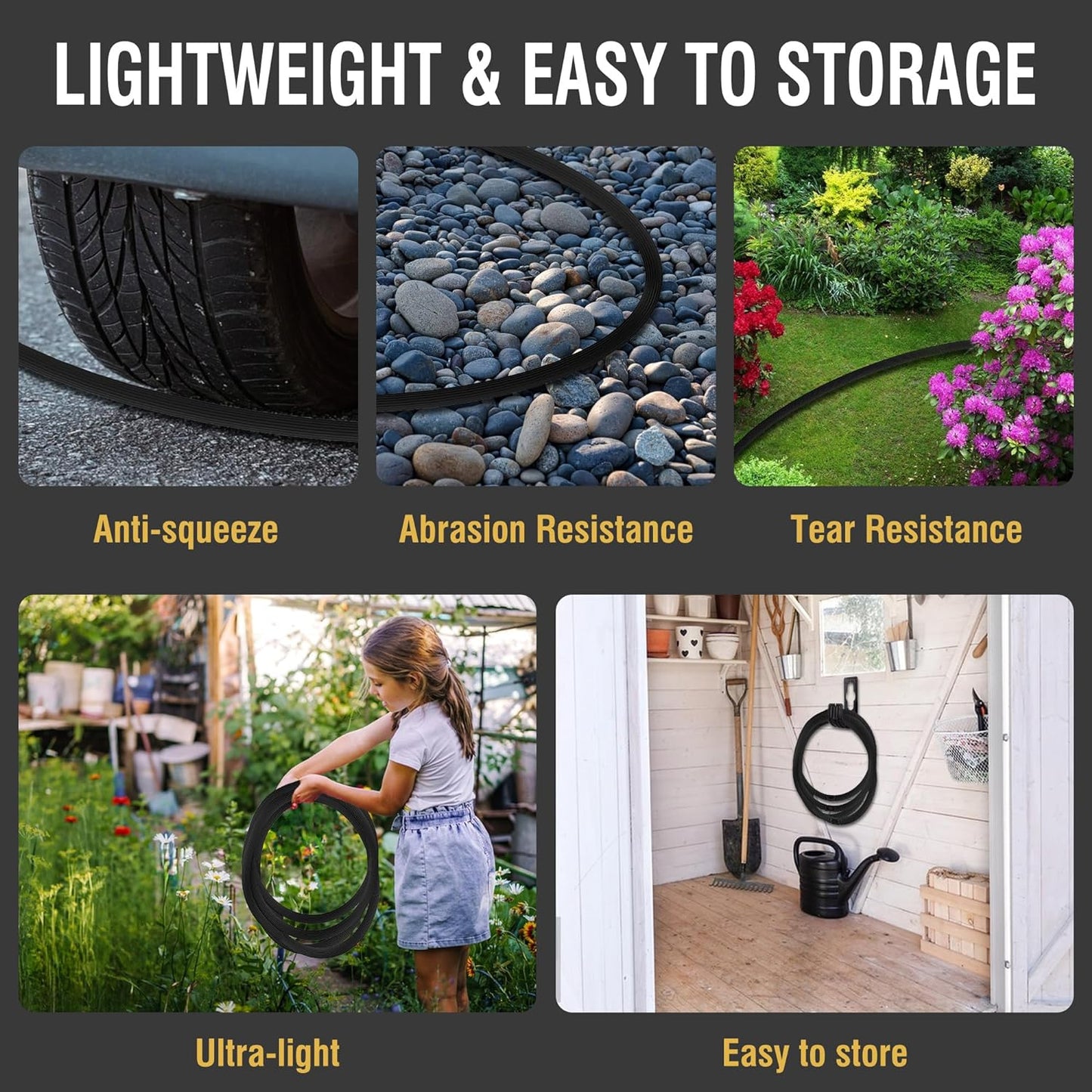Expandable Garden Hose with 10-Function Spray Nozzle – Flexible No-Kink Water Hose