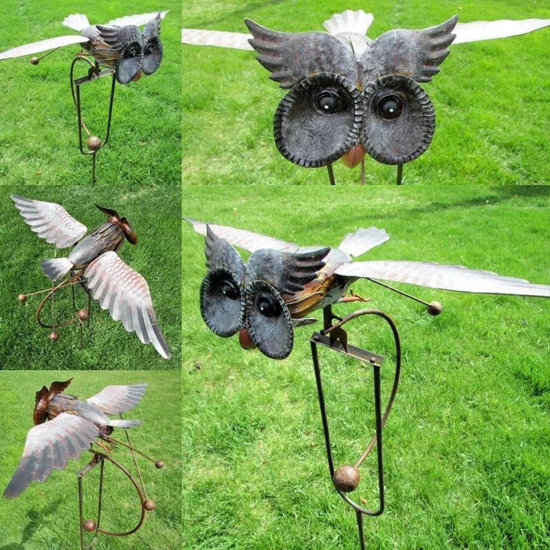 Metal Bird Garden Sculpture – Outdoor Patio Wind Spinner Art Decoration