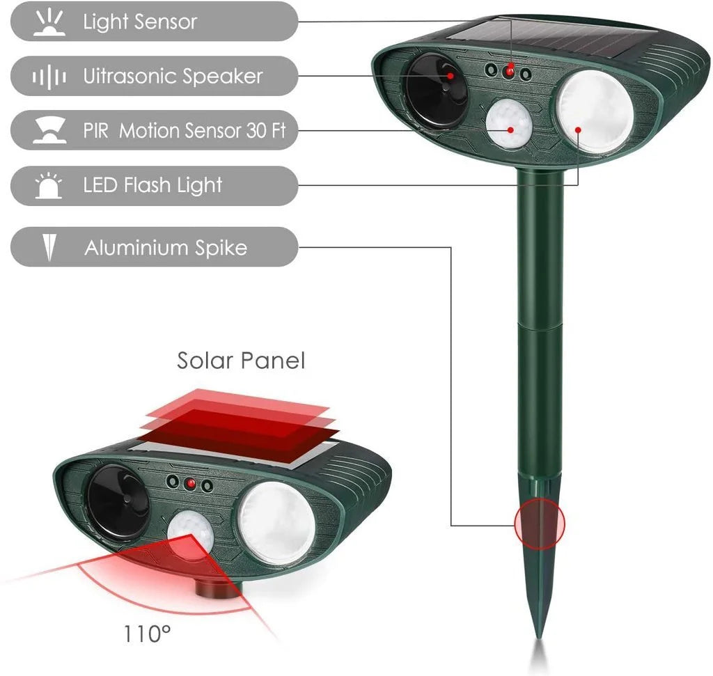 Solar Powered Ultrasonic Deer Repeller – Pack of 4 Outdoor Pest Control