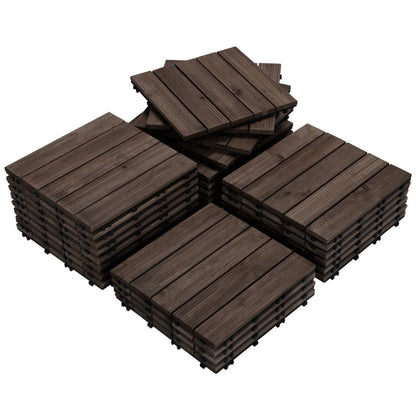 Interlocking Outdoor Wood Deck Tiles 27-Pack – Patio Flooring Garden Tiles
