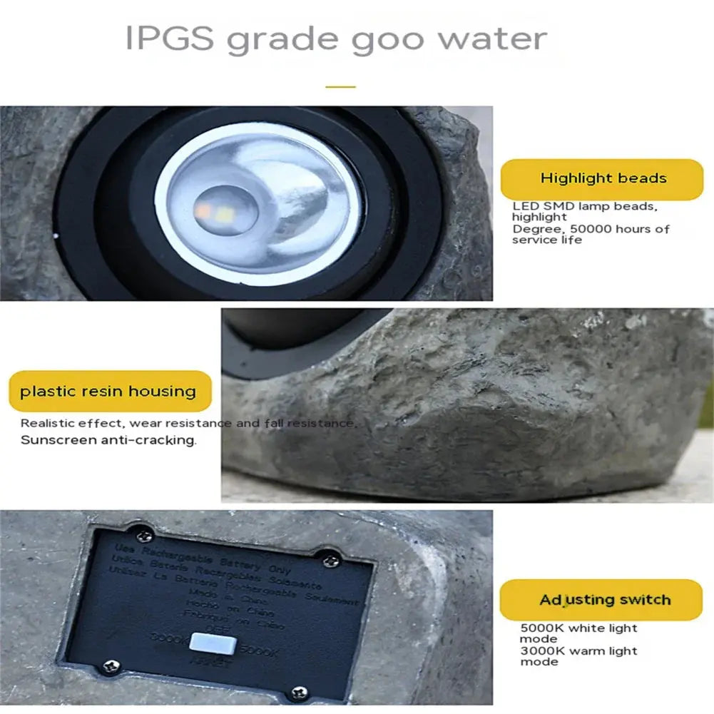 Solar Stonelight Pathway Garden Light – Decorative LED Rock Path Lamp