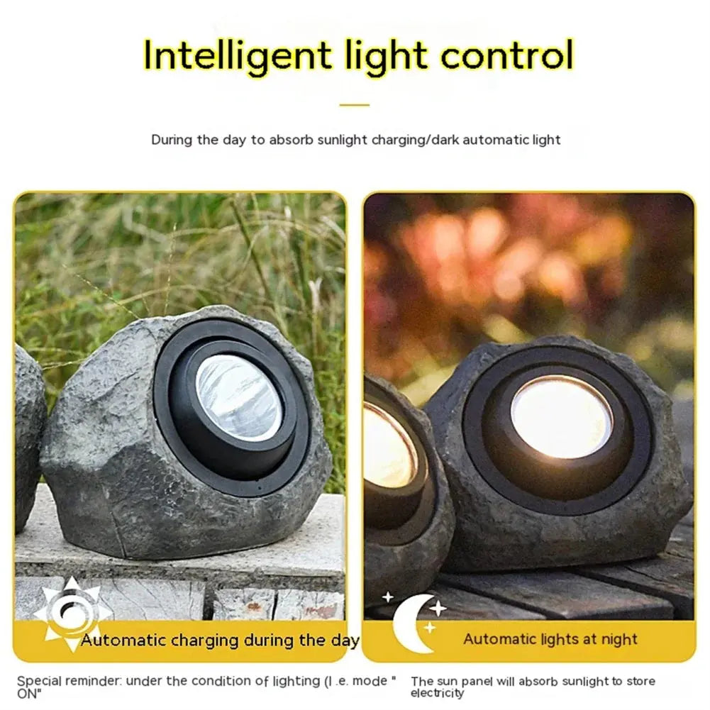 Solar Stonelight Pathway Garden Light – Decorative LED Rock Path Lamp