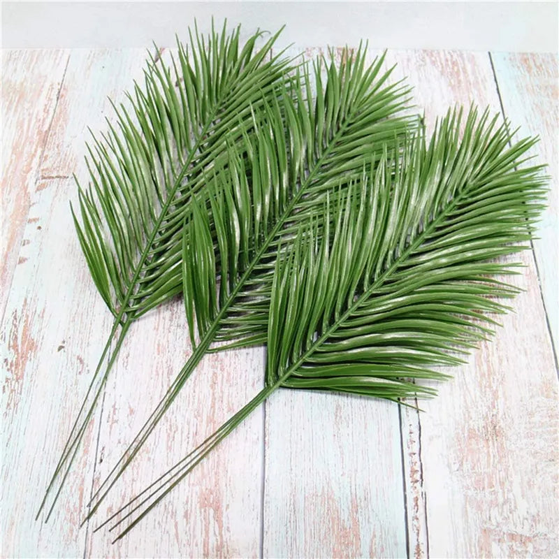 12 Artificial Tropical Palm Leaves – UV-Resistant Fake Leaf Home & Garden Decor