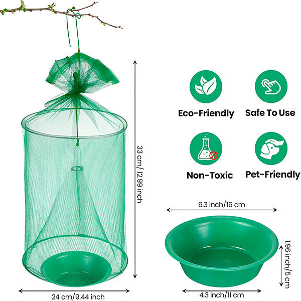 Reusable Outdoor Fly Trap – Hanging Bait Fly Catcher Bag for Patios & Gardens