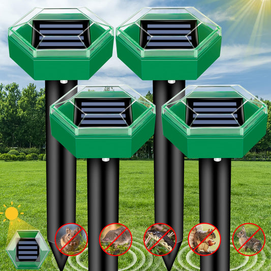 Ultrasonic Mole Repellent 4-Pack – Solar Powered Underground Pest Deterrent
