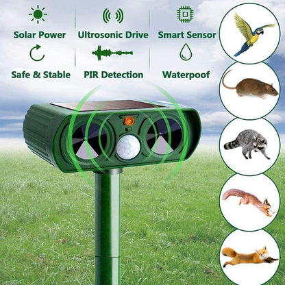Solar-Powered Ultrasonic Animal Repeller – Outdoor Garden Pest Deterrent