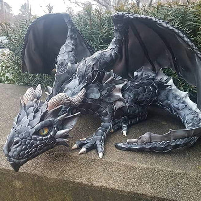 Gothic Dragon Guardian Garden Statue – Outdoor Crouching Dragon Sculpture
