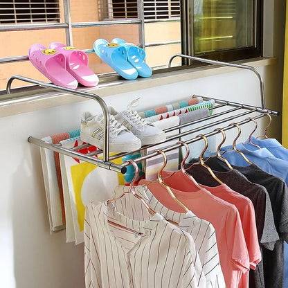 Stainless Steel Extendable Balcony Clothes Dryer – Foldable Laundry Rack