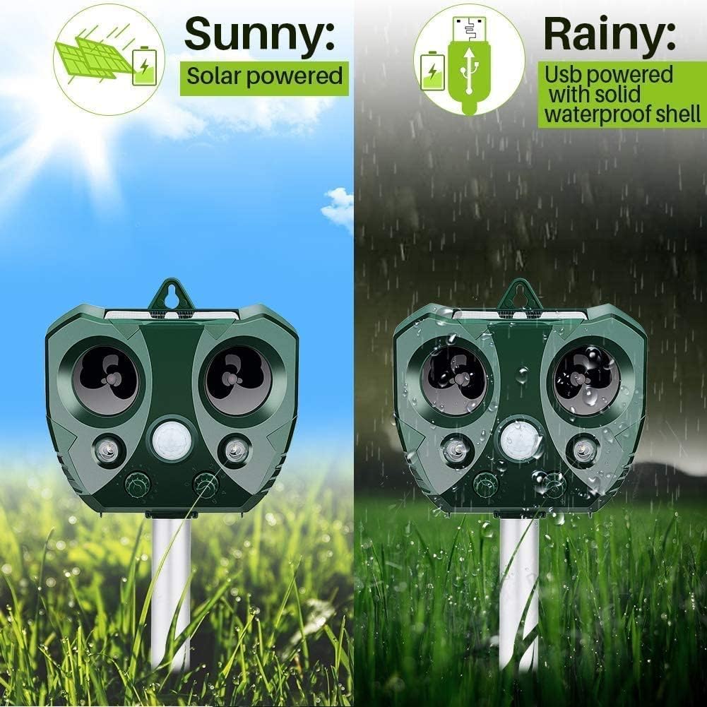 Solar Ultrasonic Animal Repeller – Outdoor Garden Pest & Wildlife Deterrent