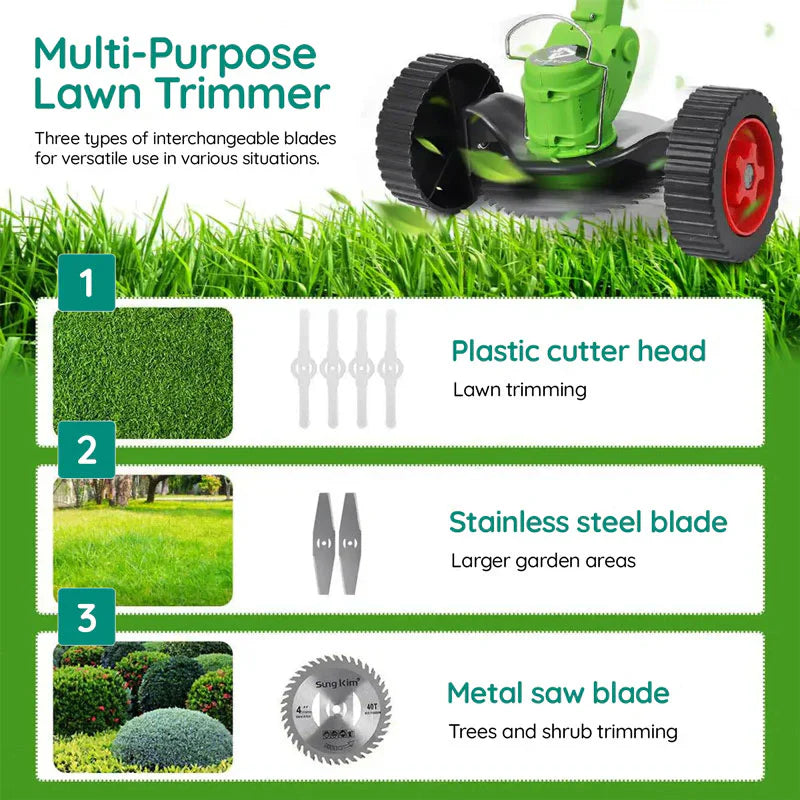 Battery Powered Cordless Grass Trimmer – Electric Lawn Edge Cutter
