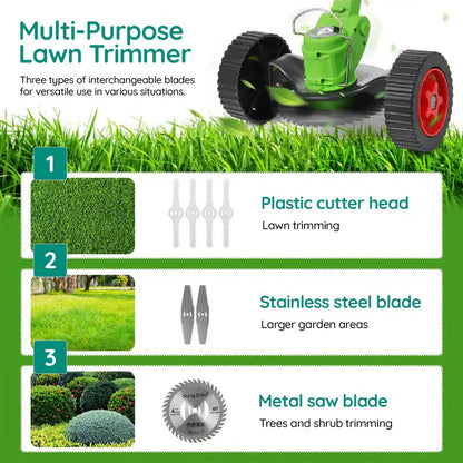 Battery Powered Cordless Grass Trimmer – Electric Lawn Edge Cutter