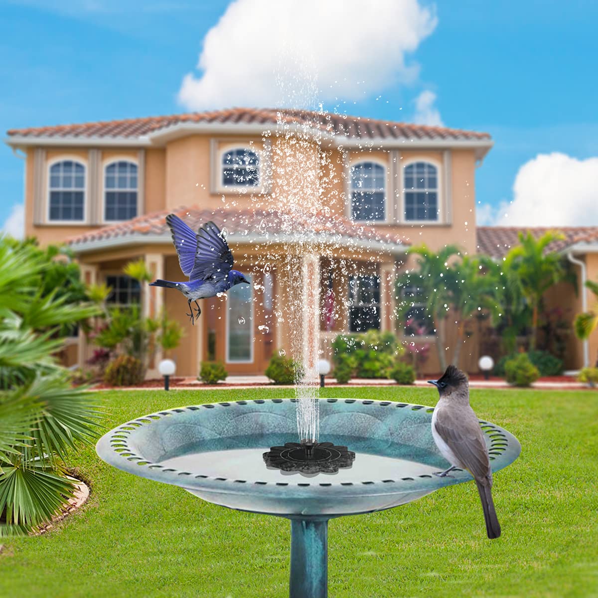 Flower-Shaped Solar Water Fountain – Decorative Pond & Pool Water Feature