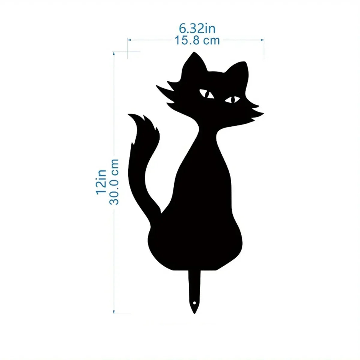 Cat Family Garden Statues — Metal Silhouette Stakes, Set of 3