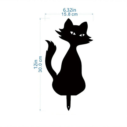 Cat Family Garden Statues — Metal Silhouette Stakes, Set of 3
