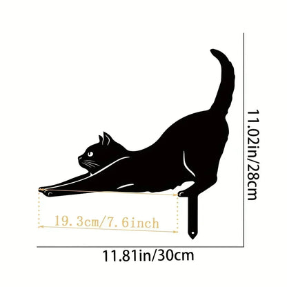 Cat Family Garden Statues — Metal Silhouette Stakes, Set of 3