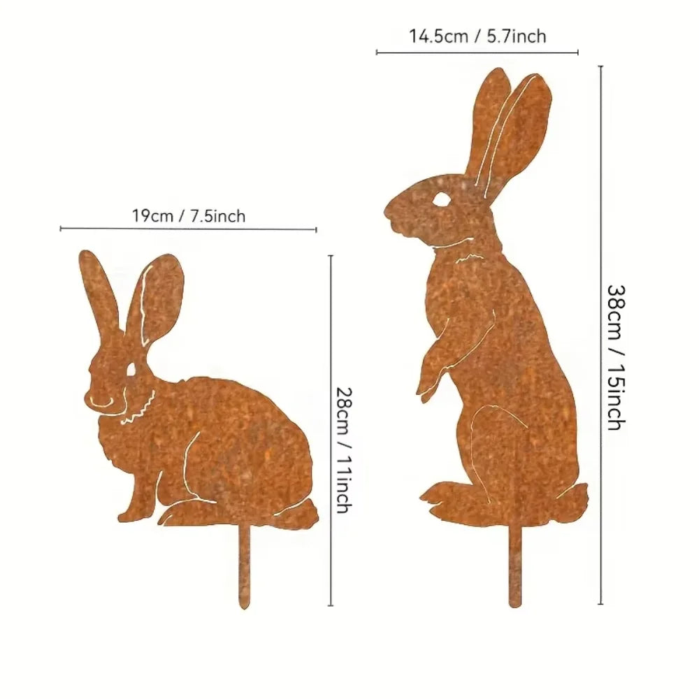 Rustic Rabbit Garden Statue — Weatherproof Metal Silhouette Yard Art