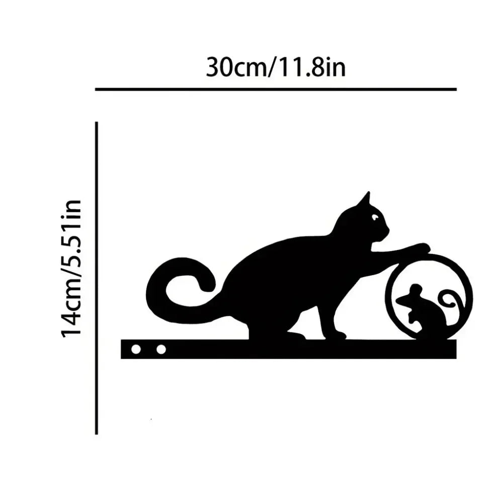 Cat Family Garden Statues — Metal Silhouette Stakes, Set of 3