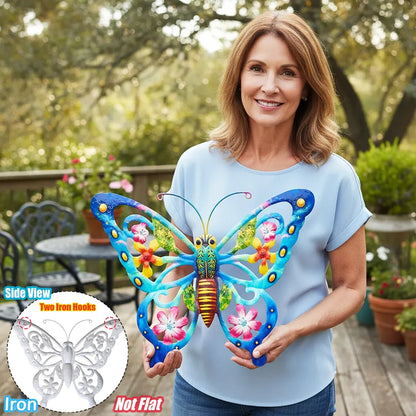 Large Metal Butterfly Wall Decor — Rustic Garden Sculpture for Fence & Patio