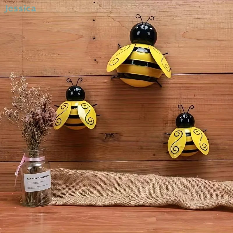 Wrought Iron Bee Wall Ornaments — Set of 4 Garden & Balcony Decor