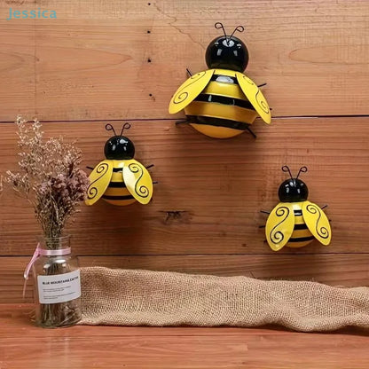 Wrought Iron Bee Wall Ornaments — Set of 4 Garden & Balcony Decor