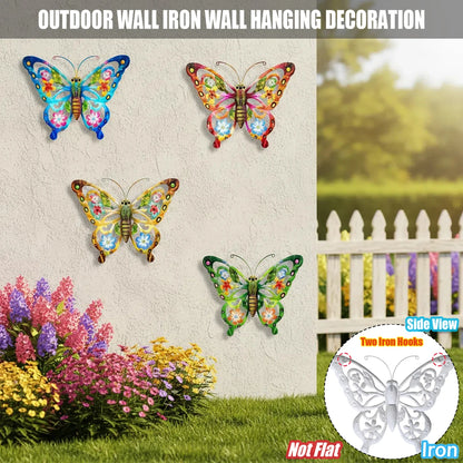 Large Metal Butterfly Wall Decor — Rustic Garden Sculpture for Fence & Patio