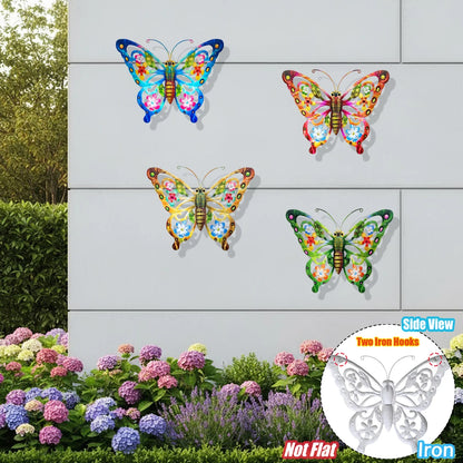 Large Metal Butterfly Wall Decor — Rustic Garden Sculpture for Fence & Patio